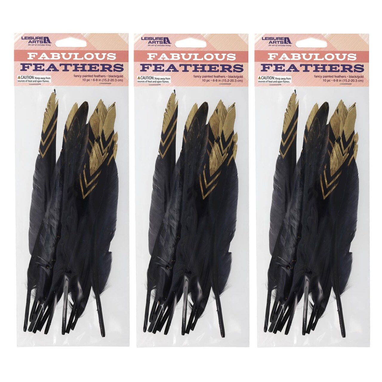 Leisure Arts Feathers Painted Black/Gold 30Pc, Feathers For Crafting, Hat Feather, Plumas, Craft Feathers, For Vase, Large Hats, Black Crafts